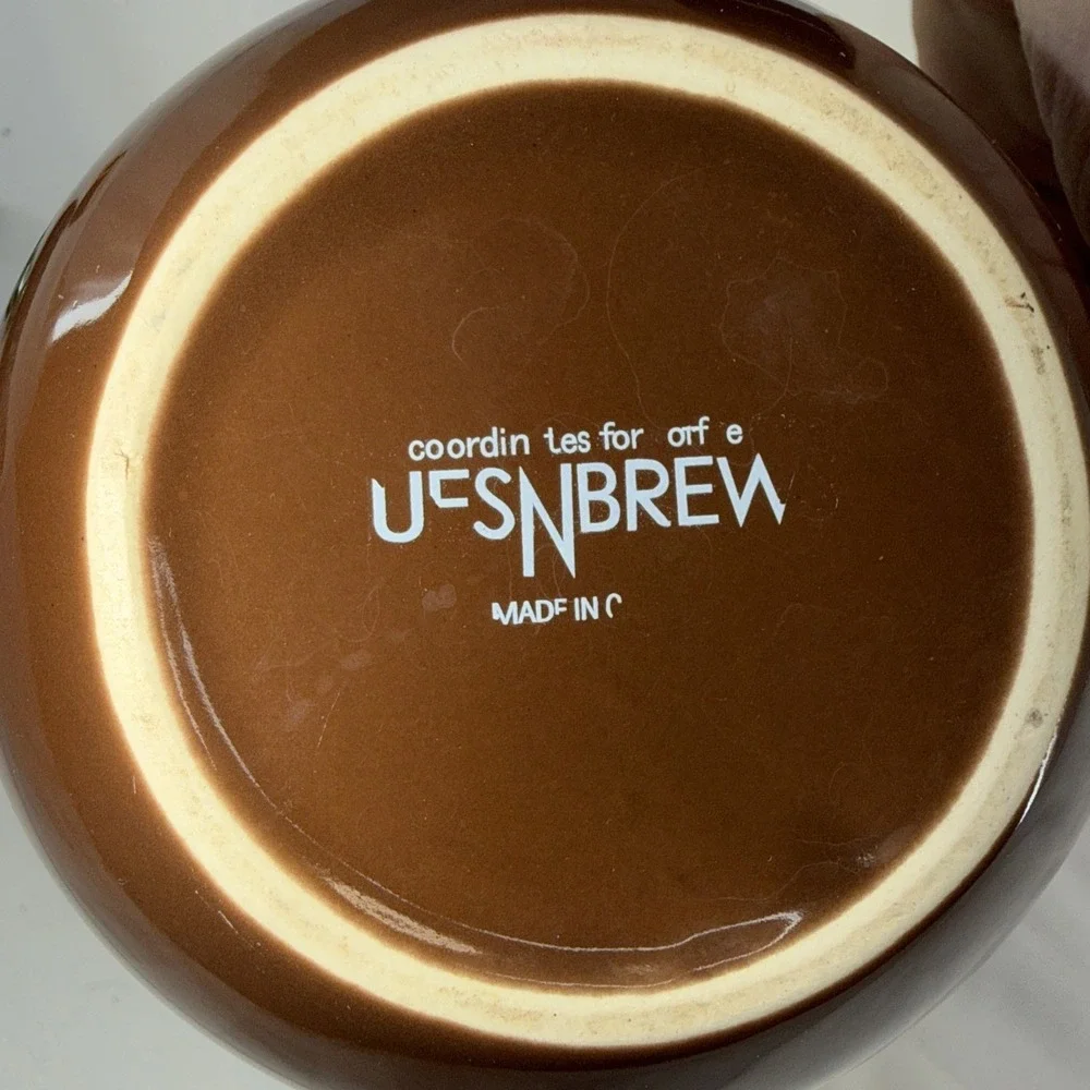 UfsnBrews Teapot Brown Ceramic Stainless Steel Lid4 1/4